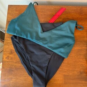 Left On Friday Green and Black Bikini Swim Set